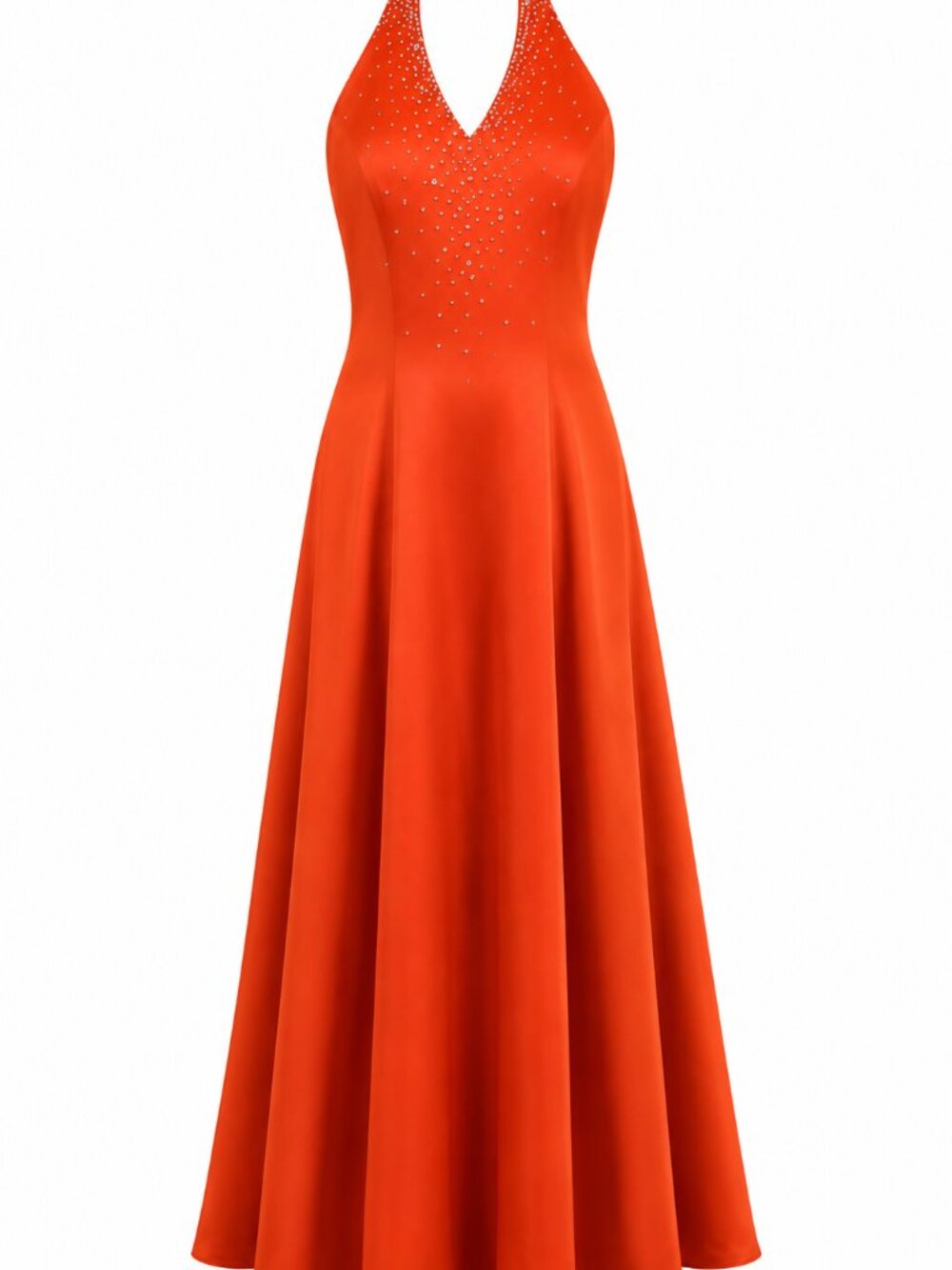 Vintage Orange Halter Evening Gown Women's Size 2 Embellished Glam Formal Dress - Picture 2 of 16